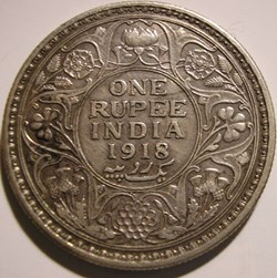 George V - One Rupee 1918 Calcutta - British India