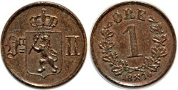Norway - Oskar II - 1 Øre 1876