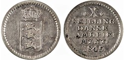 Christian VIII Denmark - 10 Skilling 1845, West Indies