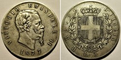 1877 Regno d'Italia, 5 Lire, Roma - Vittorio Emanuele II