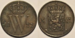 Willem I of Nederland - ½ Cent 1822