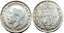 George V - 3 Pence 1911 - United Kingdom