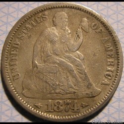 ←1874→ Dime / 10 Cents Arrows
