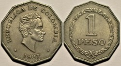 1 Peso 1967 - Simon Bolivar, Colombia