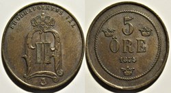 Oscar II of Sweden - 5 Öre 1875 (2 ex.)