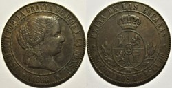 1868 Sevilla - 5 Centimos - Isabel II de España