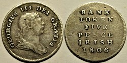 George III - 5 Pence 1806 Overdate - Bank of Ireland, Token
