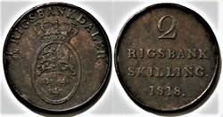 Frederik VI Denmark - 2 Rigsbankskilling 1818