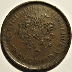 Montreal Un Sou Belleville - Token ca. 1835-1838 (7 shamrocks) (ex.2)