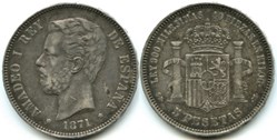 1871 - 5 Pesetas - Amadeo I de España