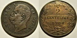 1900 Regno d'Italia, 2 Centesimi, Roma - Umberto I (ex.2)