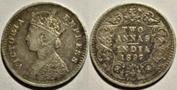 Victoria - Two Annas 1897 Calcutta - British India (ex.2)