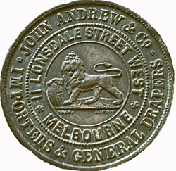 1860 Penny Token J. Andrew - Melbourne, Australia