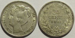 Wilhelmina of Nederland - 25 Cents 1901