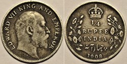 Edward VII - 1/4 Rupee 1908 Calcutta - Empire of India