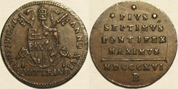 Pius VII, Pope - 1 Quattrino 1816 Bologna, Papal States