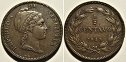Venezuela - 1/2 Centavo 1843