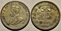 George V - 25 Cents 1917 - British Ceylon