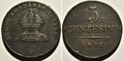 1822 Regno Lombardo-Veneto, 5 Centesimi Venezia - Franz I d'Asburgo-Lorena