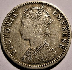 Victoria - 1/4 Rupee 1889 Bombay - British India