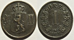 Norway - Oskar II - 1 Øre 1897 - Die Crack