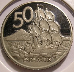 Elizabeth II - 50 Cents 1971 Endeavour - New Zealand