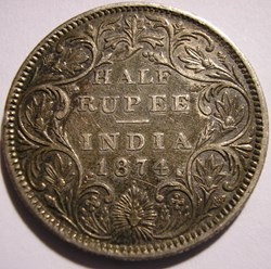 Victoria - Half Rupee 1874 Bombay - British India