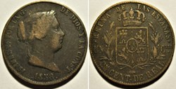 1858 Segovia - 25 Centimos - Isabel II España