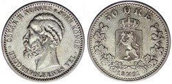 Oskar II - 50 Øre 1901 Norway