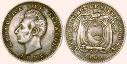 Ecuador - 2 Décimos 1892 overdate