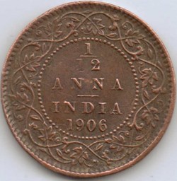 Edward VII - 1/12 Anna 1906 Calcutta - British India