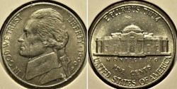 1996 Five Cents Jefferson, Philadelphia - Rippled