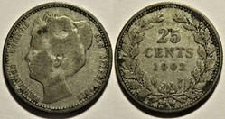 Wilhelmina of Nederland - 25 Cents 1902