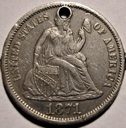 1871 Dime / 10 Cents