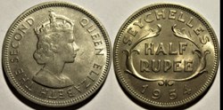 Elizabeth II - Half Rupee 1954 - Seychelles