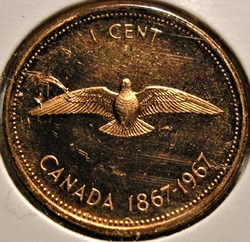 Elizabeth II - 1 Cent 1867-1967 - Centenary of Confederation (ex.2)