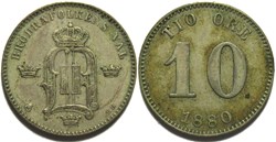 Oskar II of Sweden - 10 Öre 1880