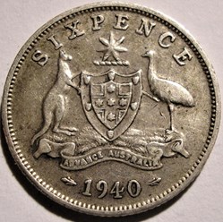 George VI - 6 Pence 1940 Melbourne - Australia