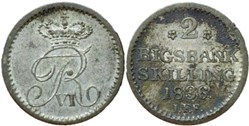 Frederik VI Denmark - 2 Rigsbankskilling 1836, Altona Mint