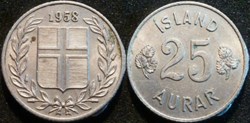 Iceland - 25 Aurar 1958