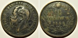 1863 Regno d'Italia, 10 Centesimi, Brussels - Vittorio Emanuele II
