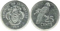 Seychelles, Republic - 25 Cents 1989