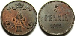 Alexander II of Russia - 5 Penniä 1872 - Grand Duchy of Finland
