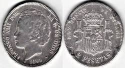 1894 - 2 Pesetas - Alfonso XIII de España