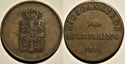 Frederik VI Denmark - 16 Skilling Rigsbank Token 1814
