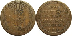 Pius VII, Pope - Mezzo Baiocco 1801 - Papal States