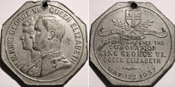 George VI & Elizabeth - 1937 Coronation Octogonal Token - UK