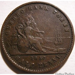 Quebec Un Sou 1852 - HalfPenny Token Bank - Canadian Province