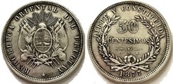 Uruguay - 50 Centesimos 1877 A