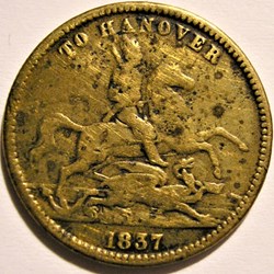 Victoria - Cumberland Jack Token 1837 -1849  / To Hanover (ex.2)